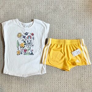 Adidas Girls Graphic Tee and Mesh Short Set Size 5
